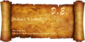 Dubai Elemér névjegykártya
